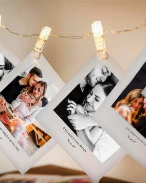Varal Pregador de Led com 10 Fotos Polaroid Personalizada