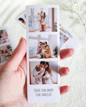 Ímã Tirinhas de fotos Estilo Polaroid com Frase - 4 unidades