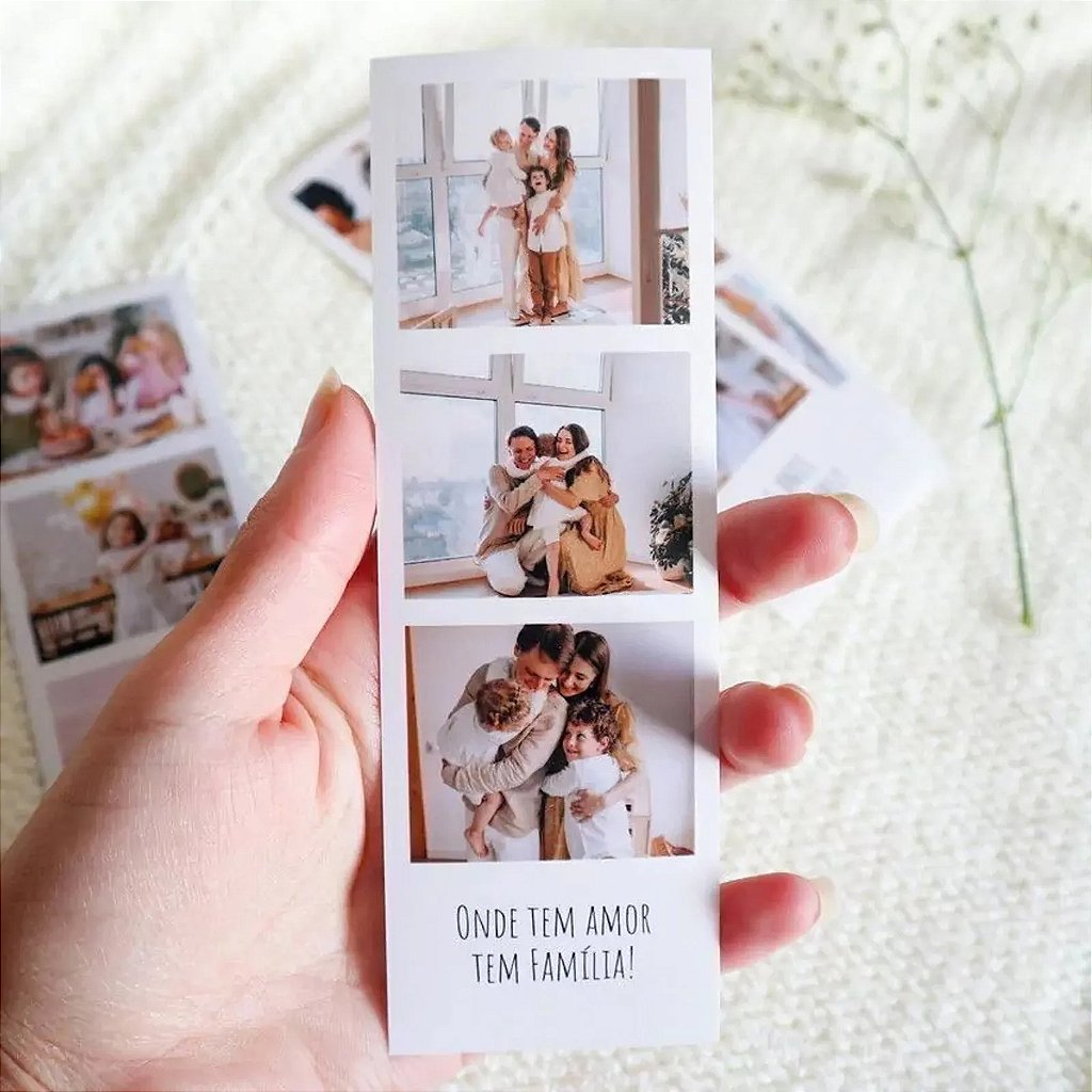 Ímã Tirinhas de fotos Estilo Polaroid com Frase - 4 unidades