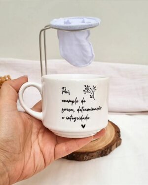 Mini coador com suporte e xícara personalizada
