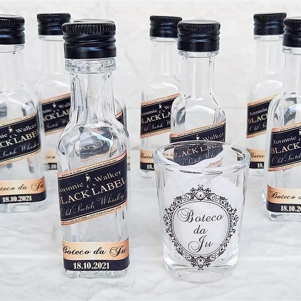 Miniatura Whisky Black Label Personalizada com copinho