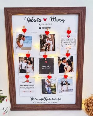 Quadro de Luz Varal de Fotos Estilo Polaroid Personalizado