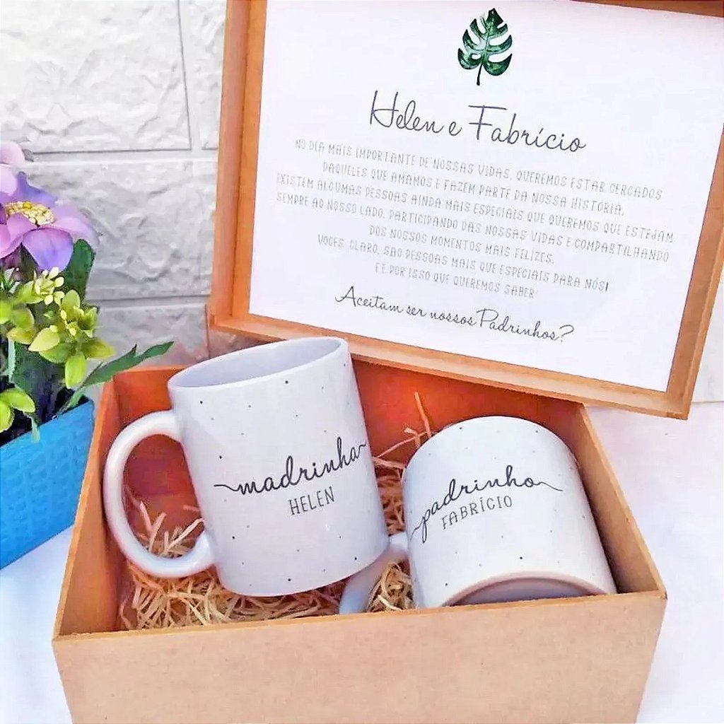 Caixa Convite/Agradecimento 2 canecas personalizadas