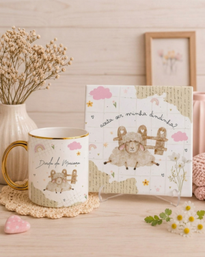 Kit Caneca e Azulejo Ovelha Dinda Personalizada