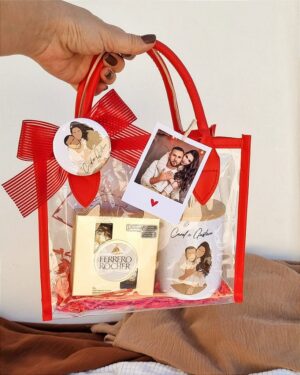 Kit sacola caneca personalizada com chocolate