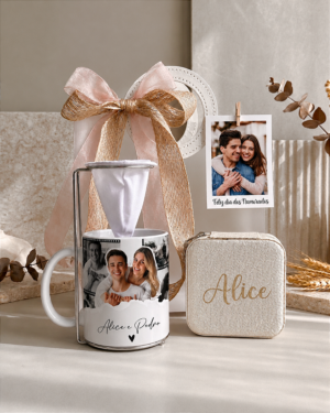 Sacola com caneca e porta jóias personalizado