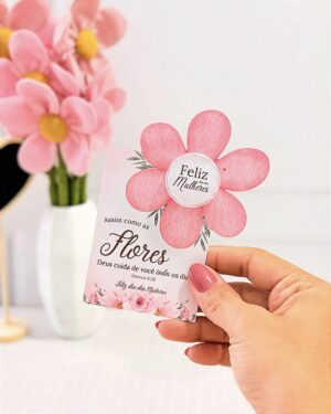 Card com potinho de creme Flor Dia das Mulheres