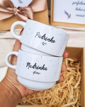 Kit  caixa 2 xícaras personalizadas