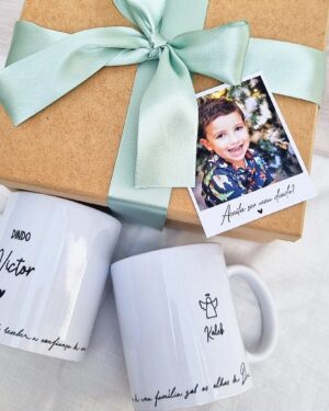 Caixa Canecas Personalizada Dindos Casal Foto