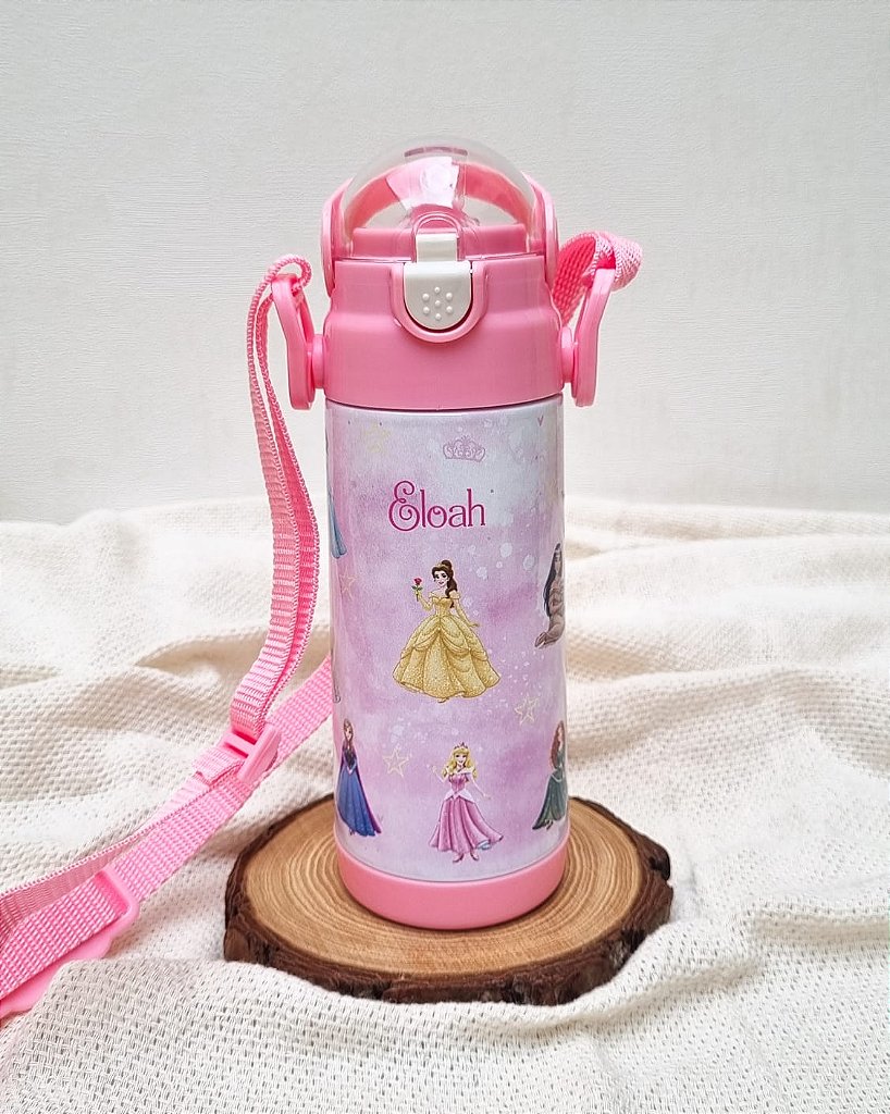 Garrafa Princesas térmica aço inox personalizada 350ml